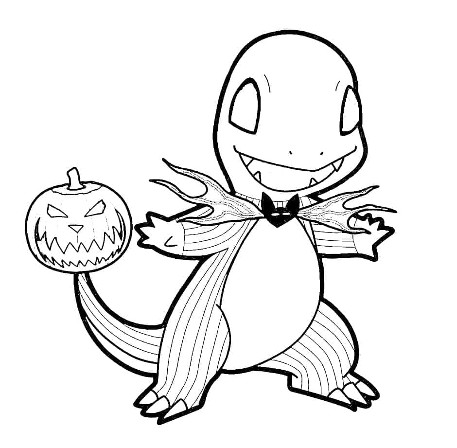 Desenho dePokémon Charmander no Halloween para colorir