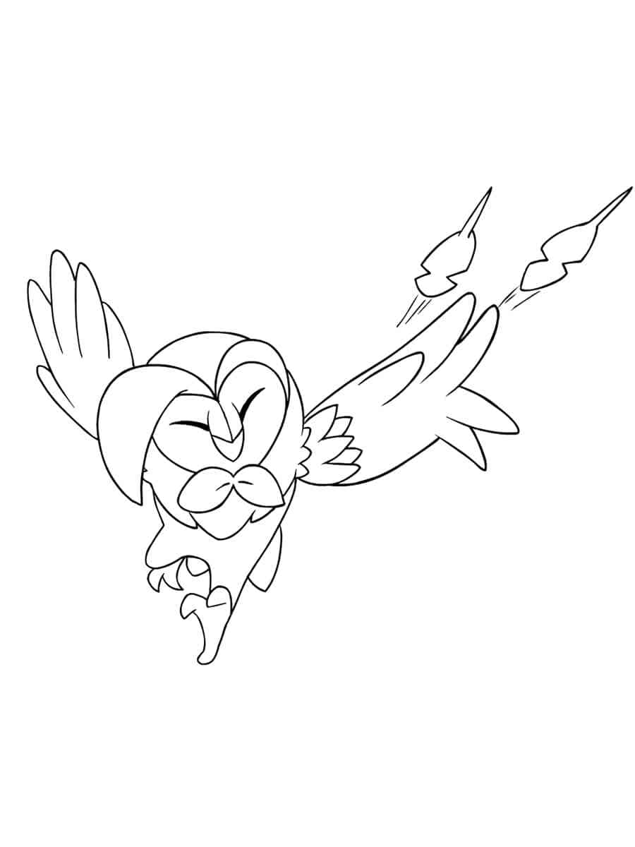 Desenho dePokémon Dartrix Voador para colorir