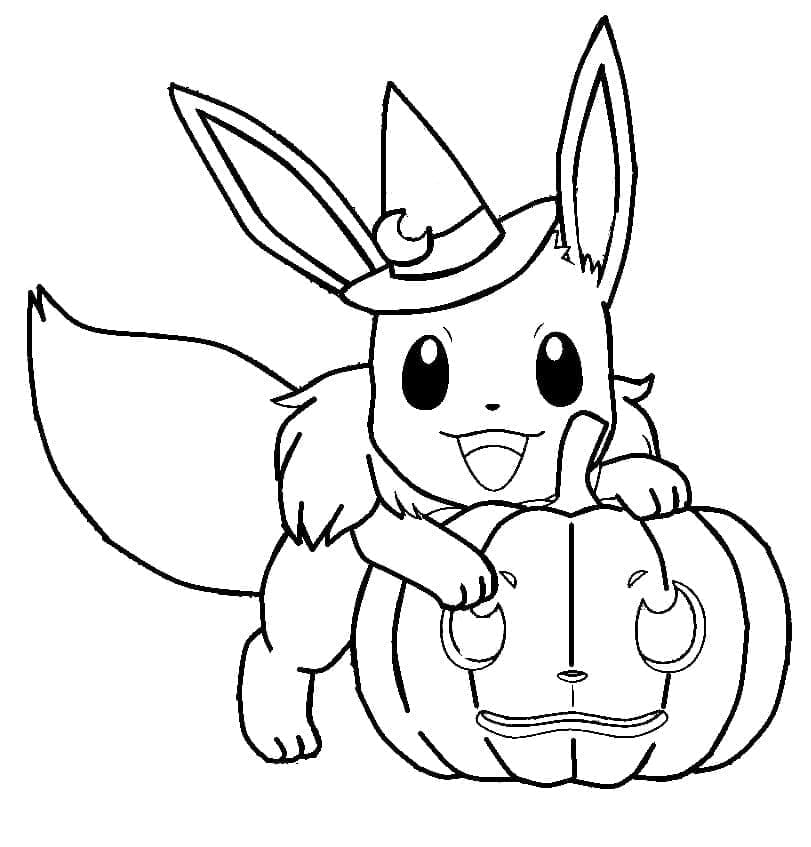 Desenho dePokémon Eevee de Halloween para colorir