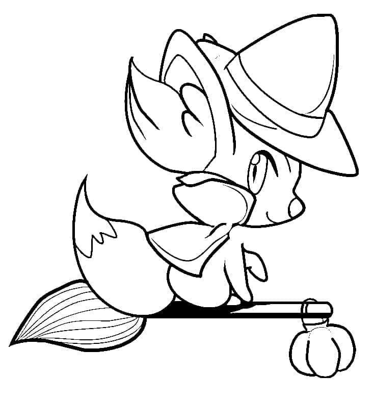 Desenho dePokémon Fennekin de Halloween para colorir