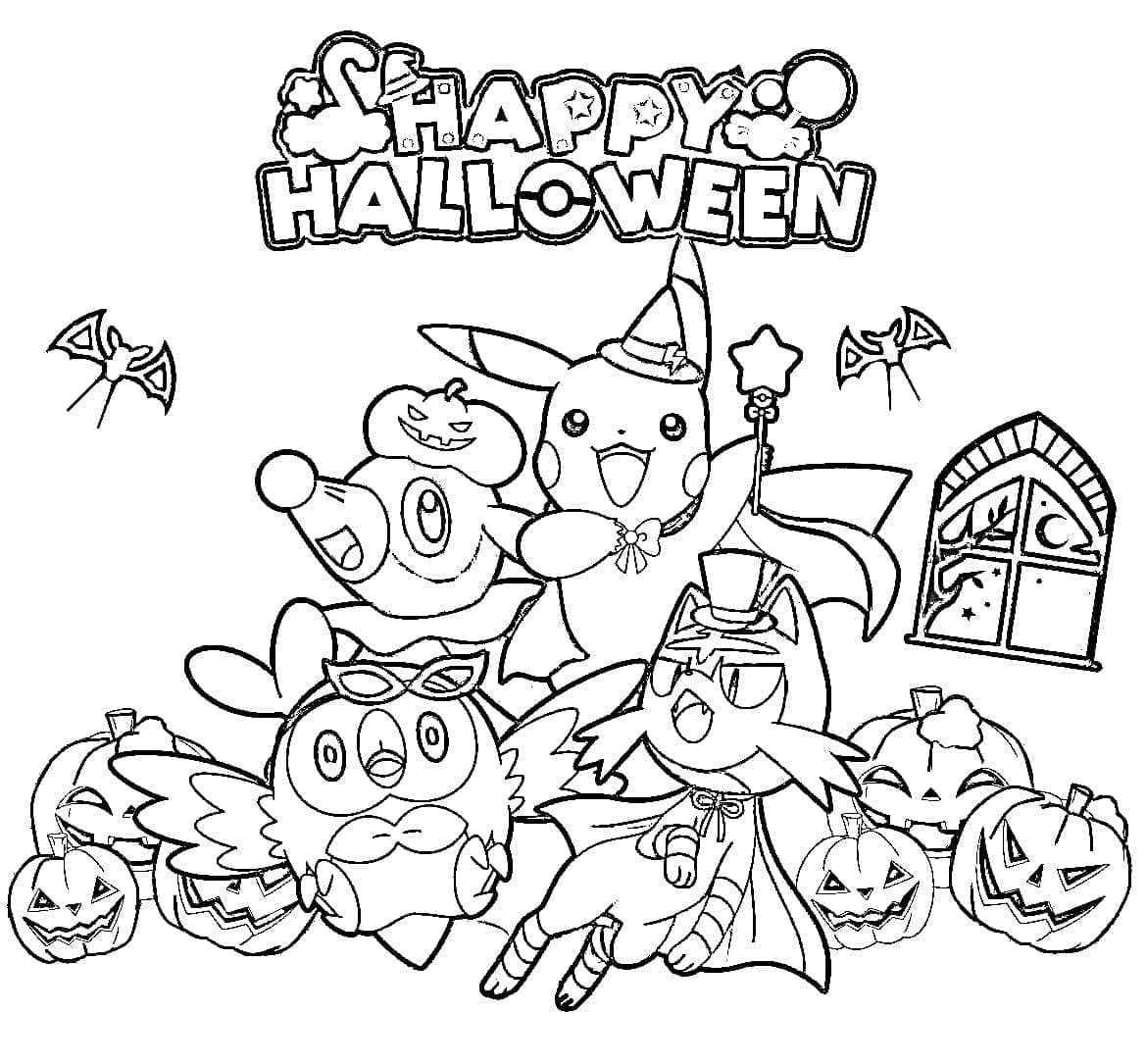 Desenhos de Pokémon Halloween para colorir