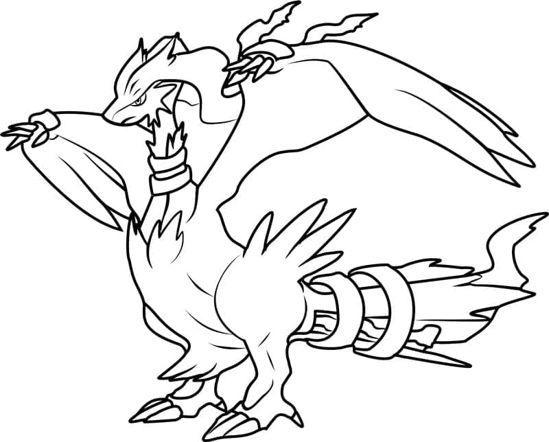 Desenho de Pokémon Lendário Reshiram para colorir