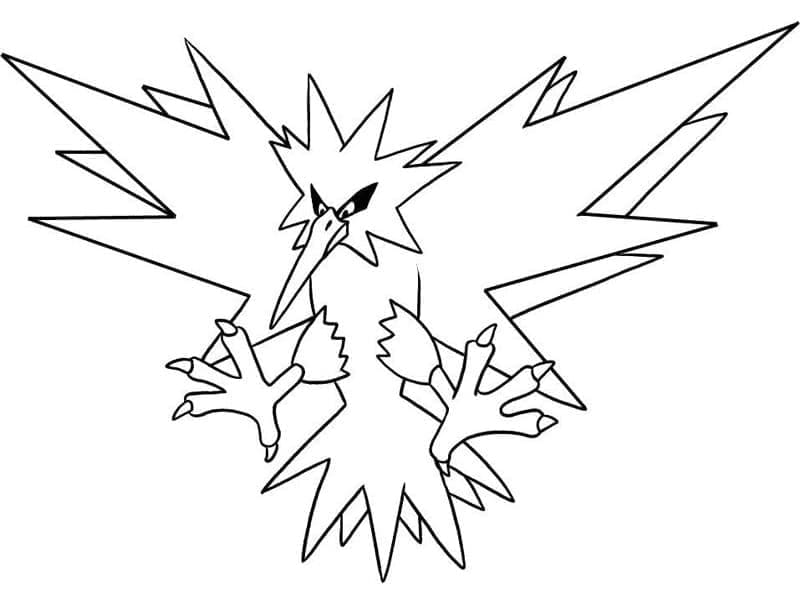 Desenho de Pokémon Lendário Zapdos para colorir