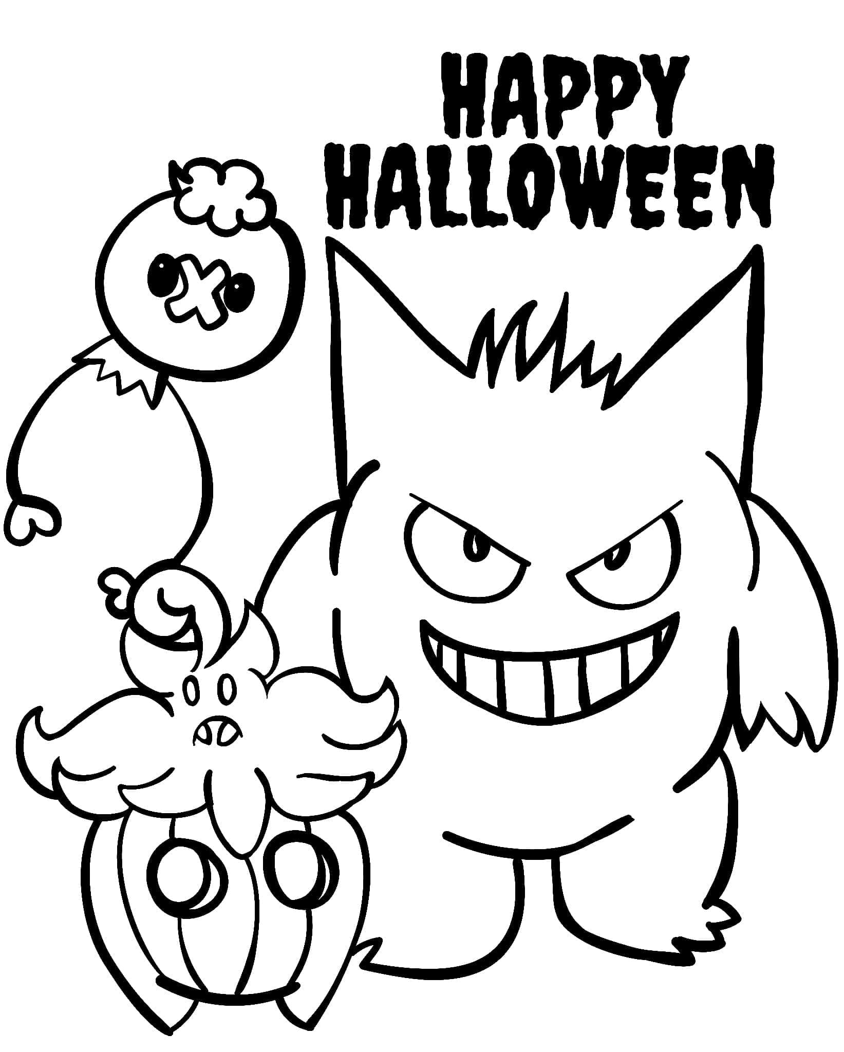 Desenho dePokémon no Halloween para colorir