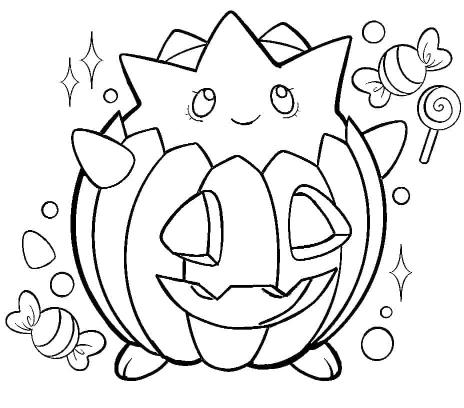 Desenho dePokémon Togepi de Halloween para colorir