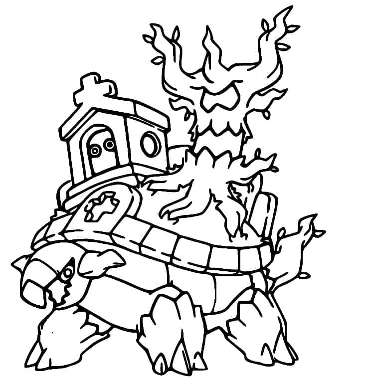 Desenho dePokémon Torterra de Halloween para colorir