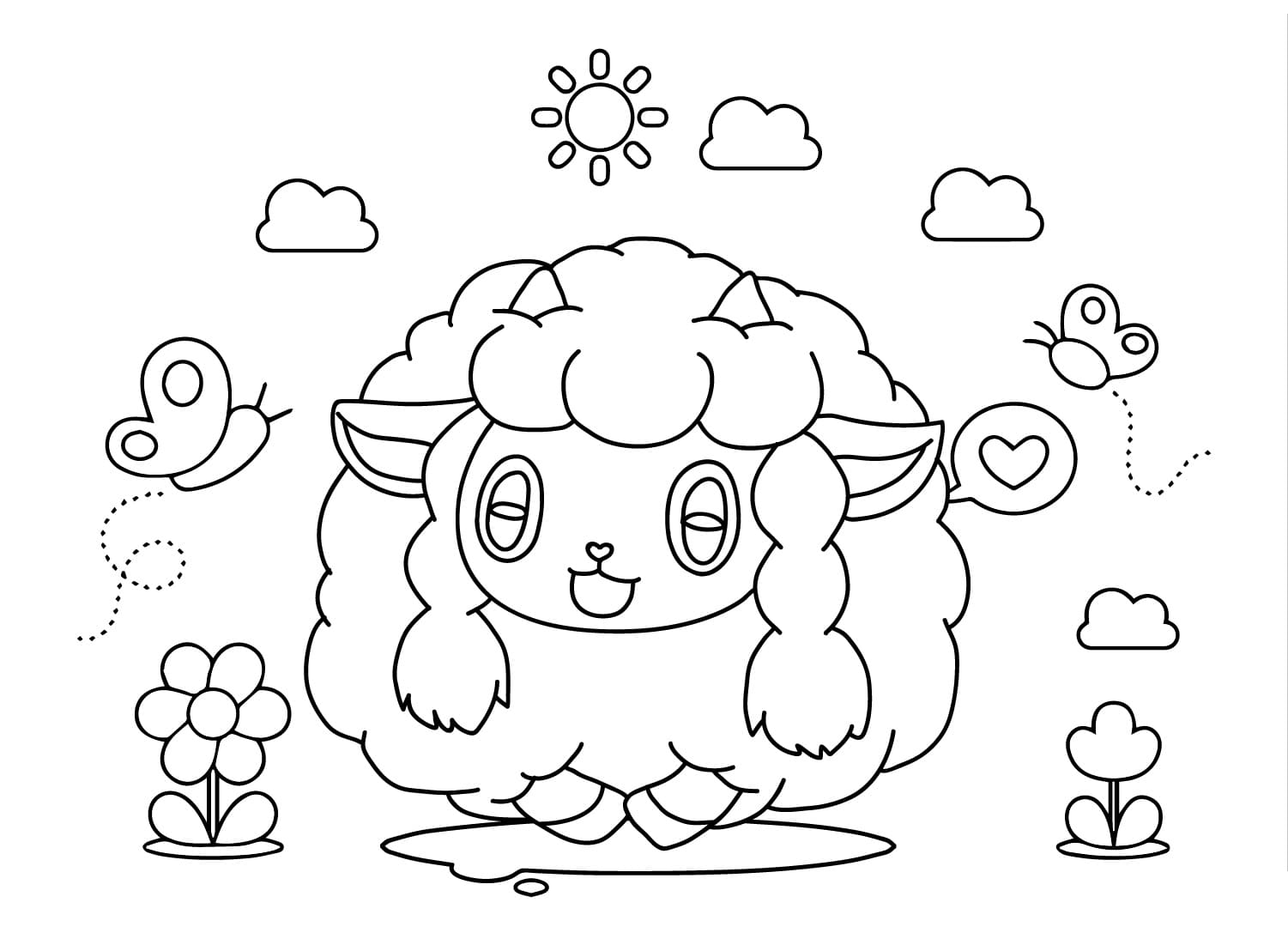 Desenho dePokémon Wooloo Muito Fofo para colorir