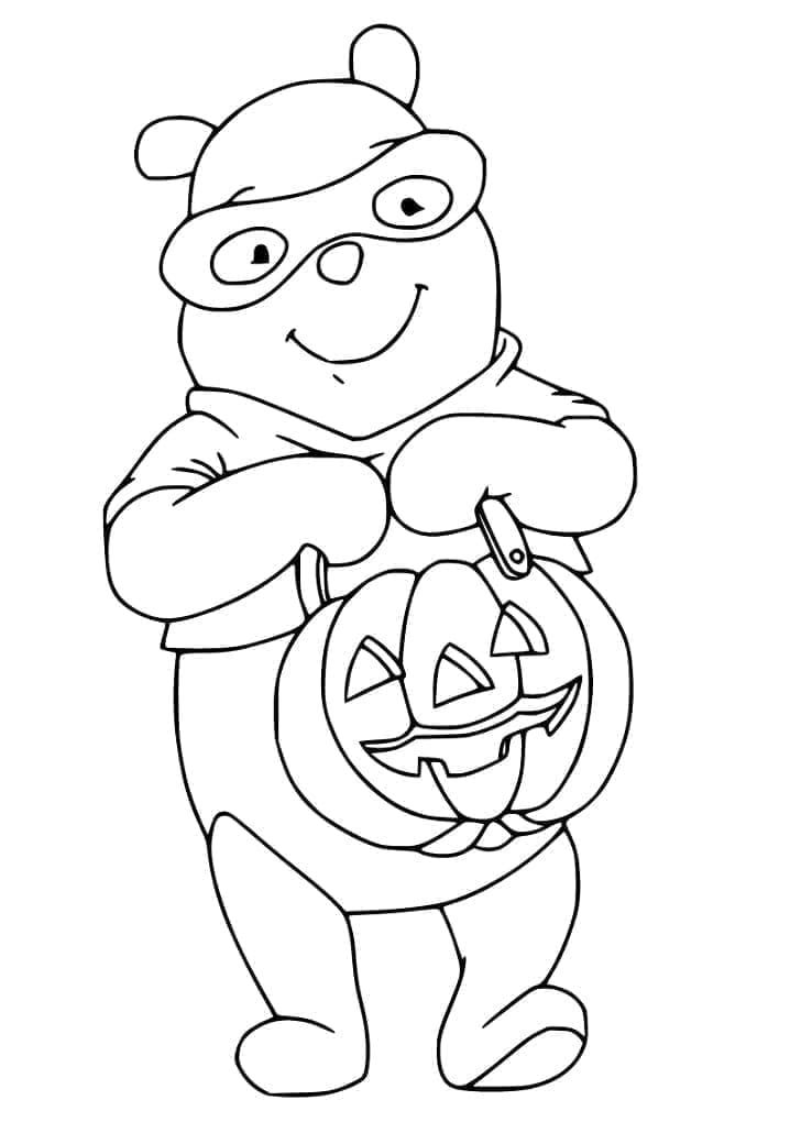 Desenho dePooh no Halloween para colorir