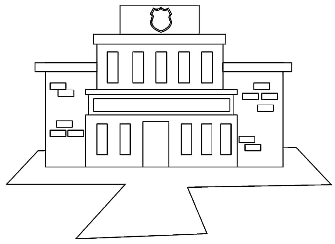 Desenho dePrédio da Delegacia para colorir