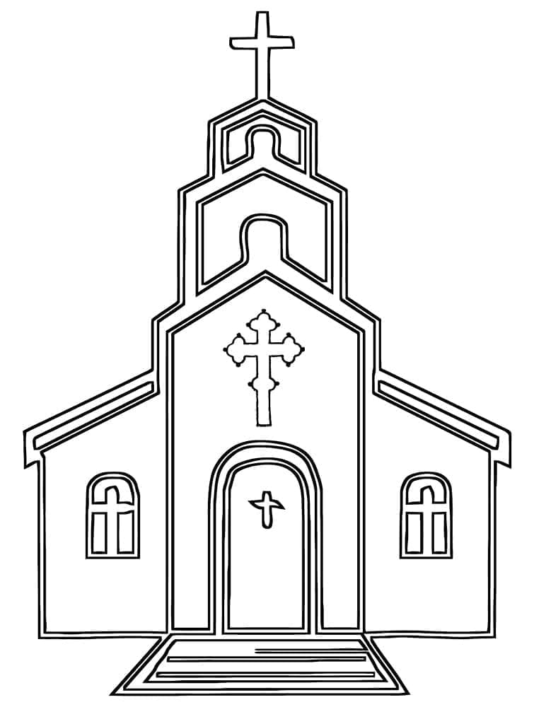 Desenho dePrédio de Igreja para colorir