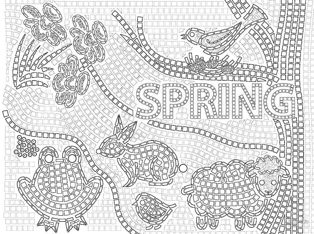 Desenho de Primavera Mosaico para colorir