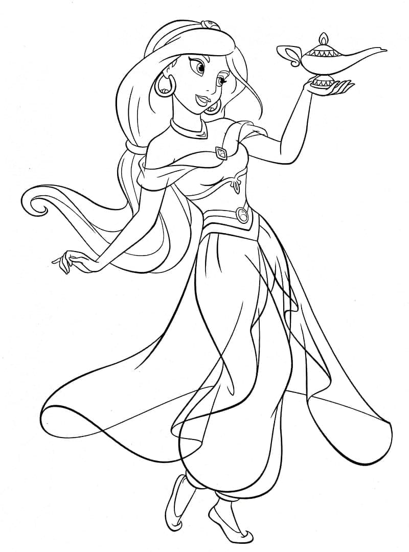 Desenho dePrincesa Jasmine Amigável para colorir