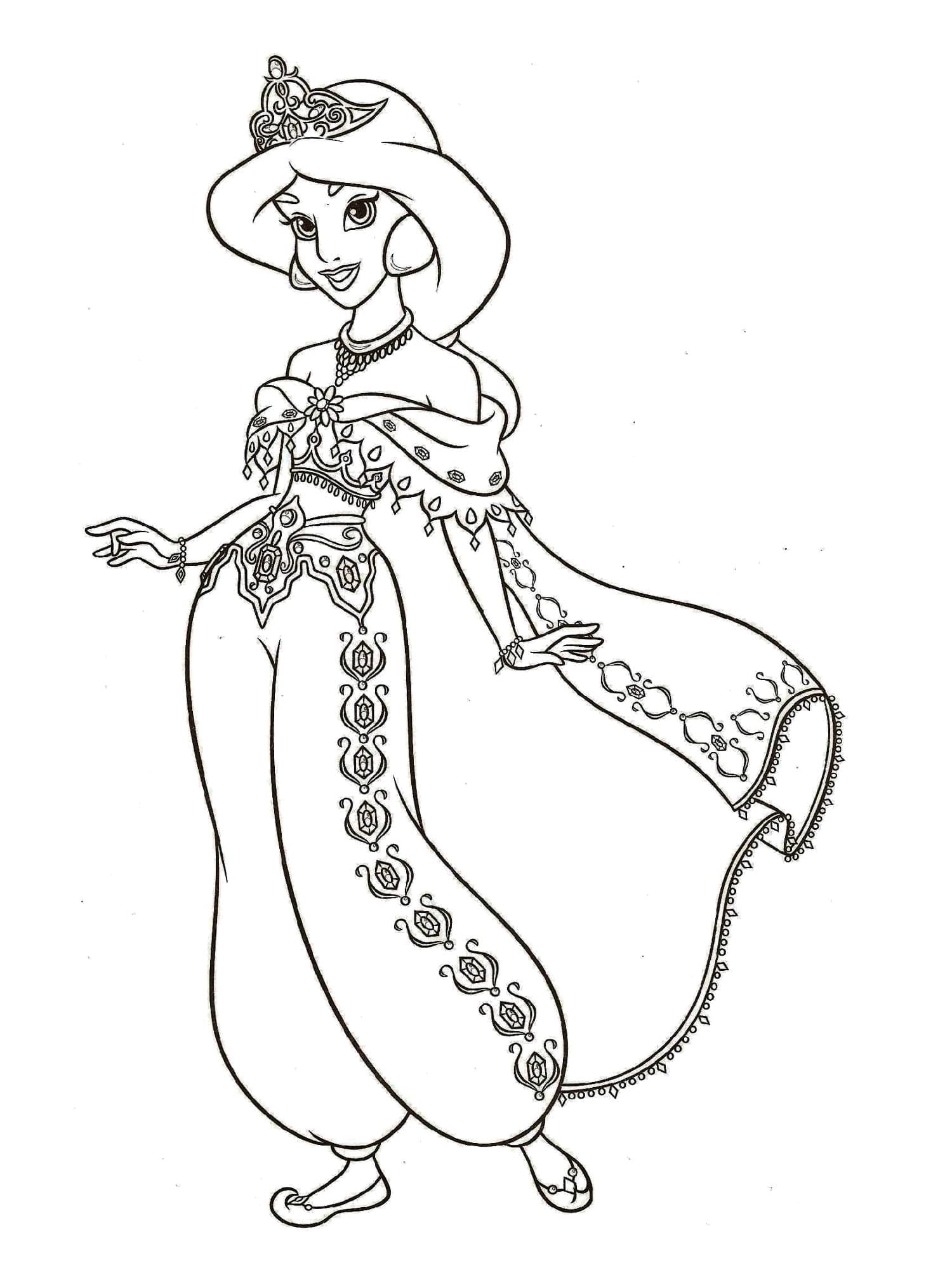 Desenho dePrincesa Jasmine de Disney para colorir