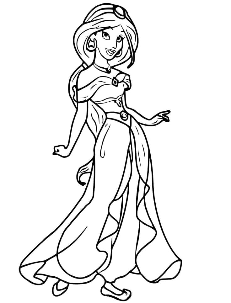 Desenho dePrincesa Jasmine Elegante para colorir