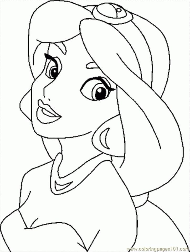 Desenho dePrincesa Jasmine Encantadora para colorir