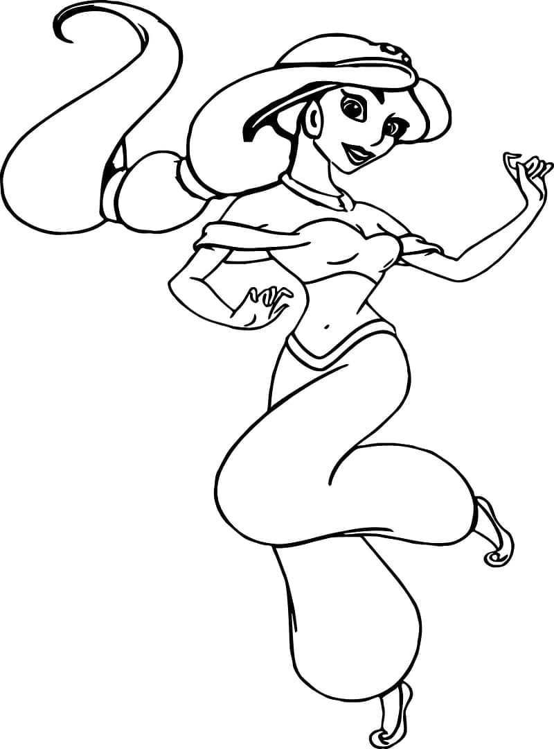 Desenho dePrincesa Jasmine Fofa para colorir