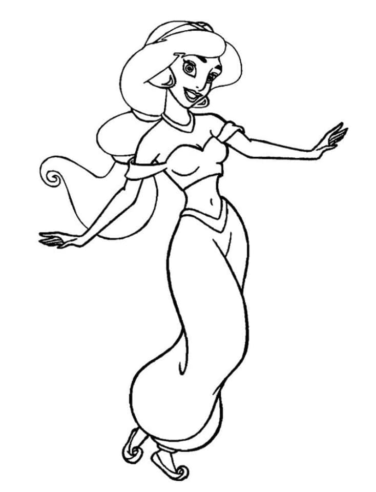 Desenho dePrincesa Jasmine muito Fofa para colorir