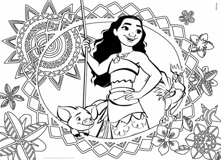 Desenho de Pua com Moana para colorir