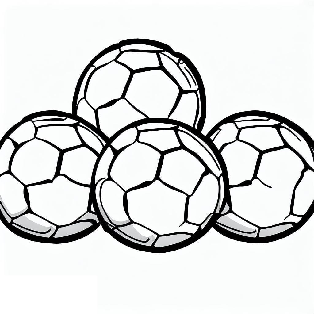 Desenho deQuatro Bolas de Futebol para colorir