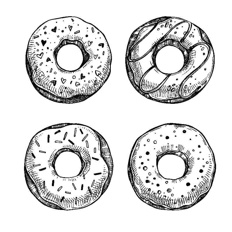 Desenho deQuatro Donuts para colorir