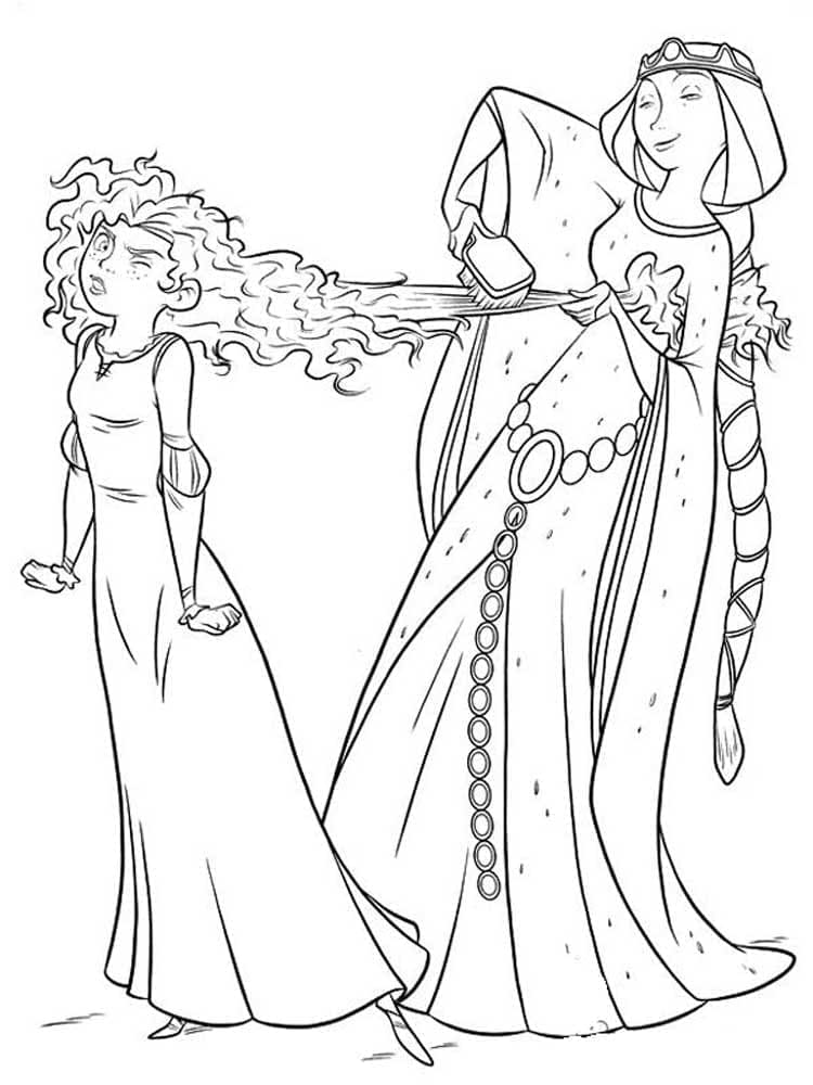 Desenho deRainha Elinor e Merida para colorir