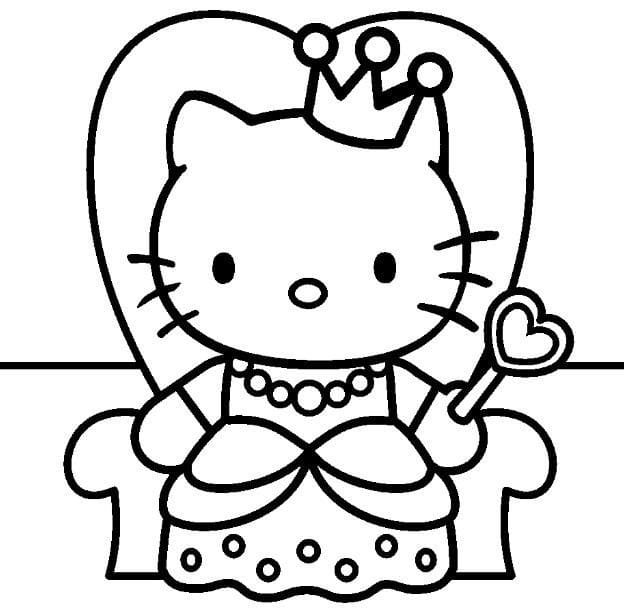 Desenho de Rainha Hello Kitty para colorir