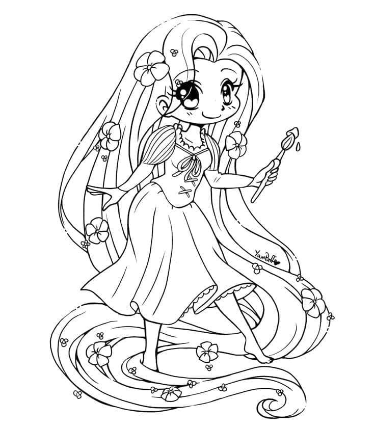 Desenho deRapunzel Chibi para colorir