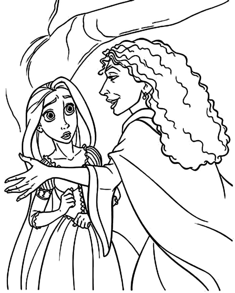 Desenho deRapunzel e Mãe Gothel para colorir