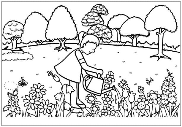 Desenho deRega Para Jardim de Flores para colorir