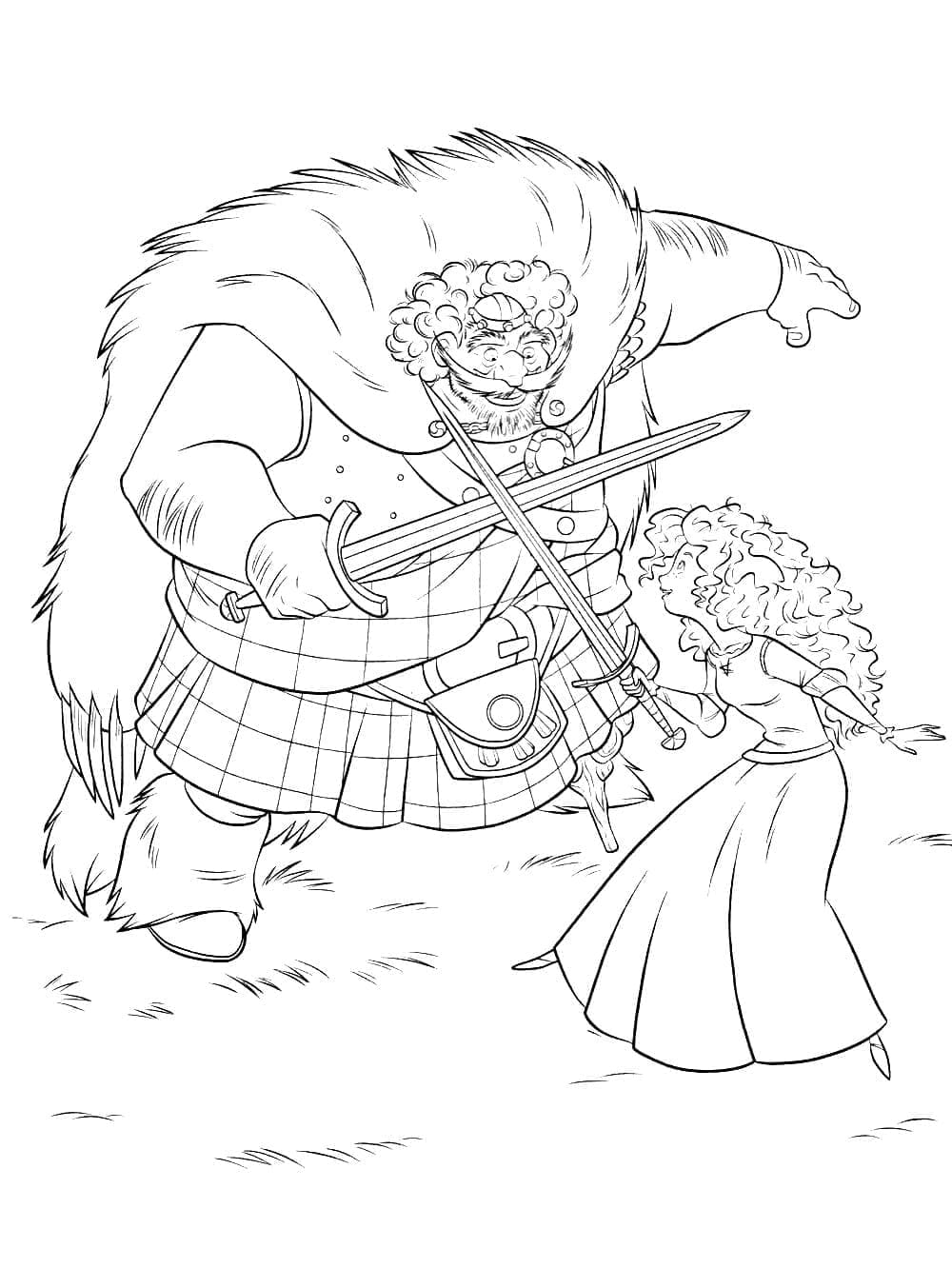 Desenho deRei Fergus vs Merida para colorir