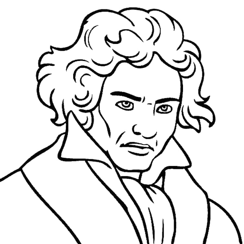 Desenho deRetrato de Beethoven para colorir