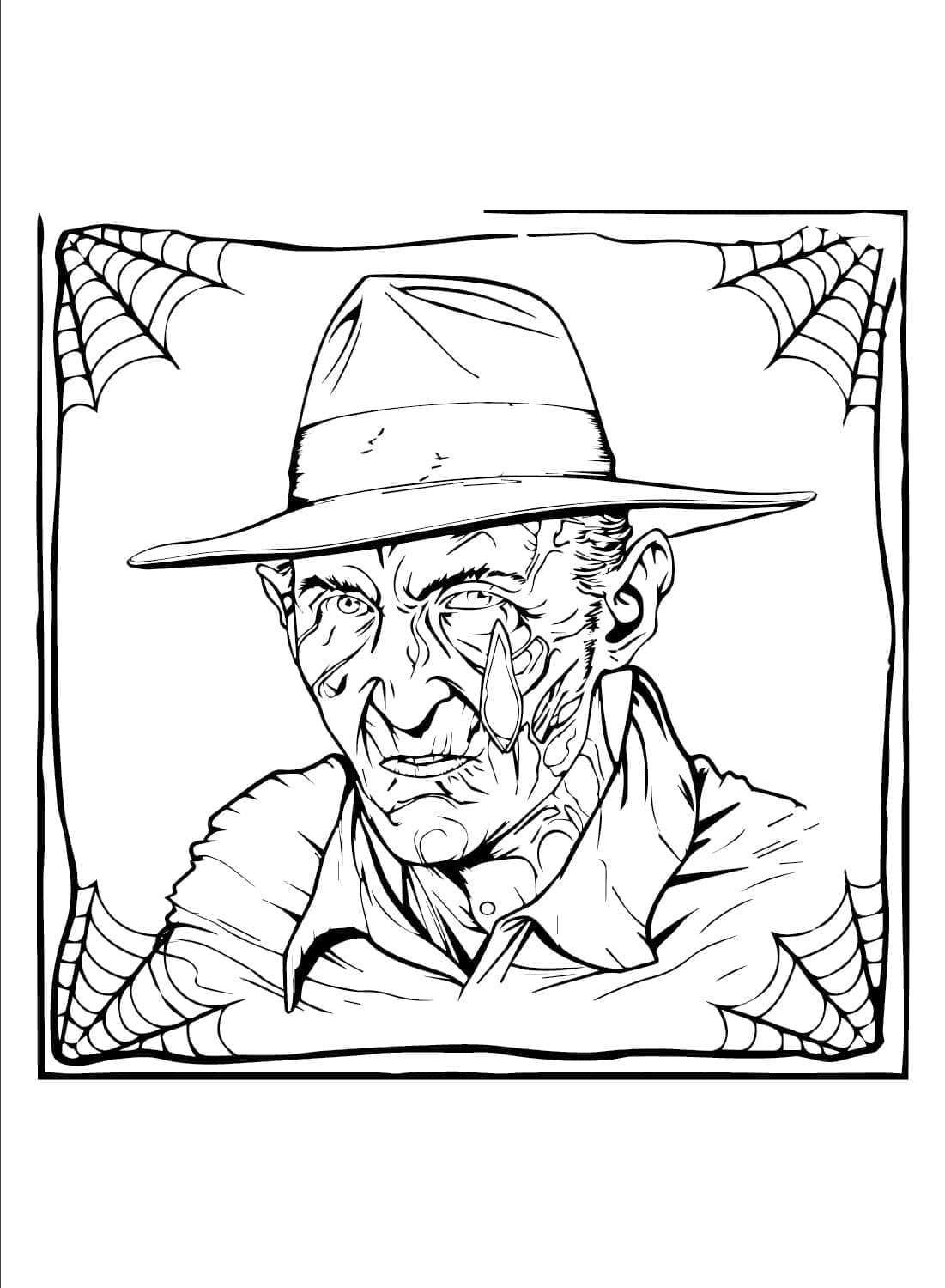 Desenho deRetrato de Freddy Krueger para colorir