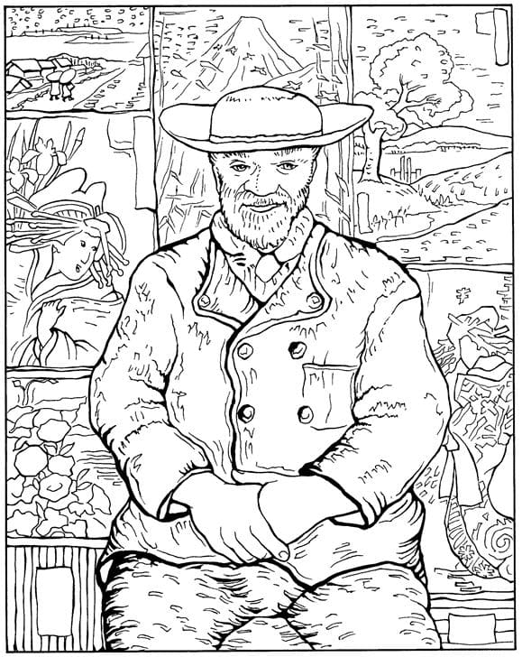 Desenho deRetrato de Père Tanguy - Vincent van Gogh para colorir