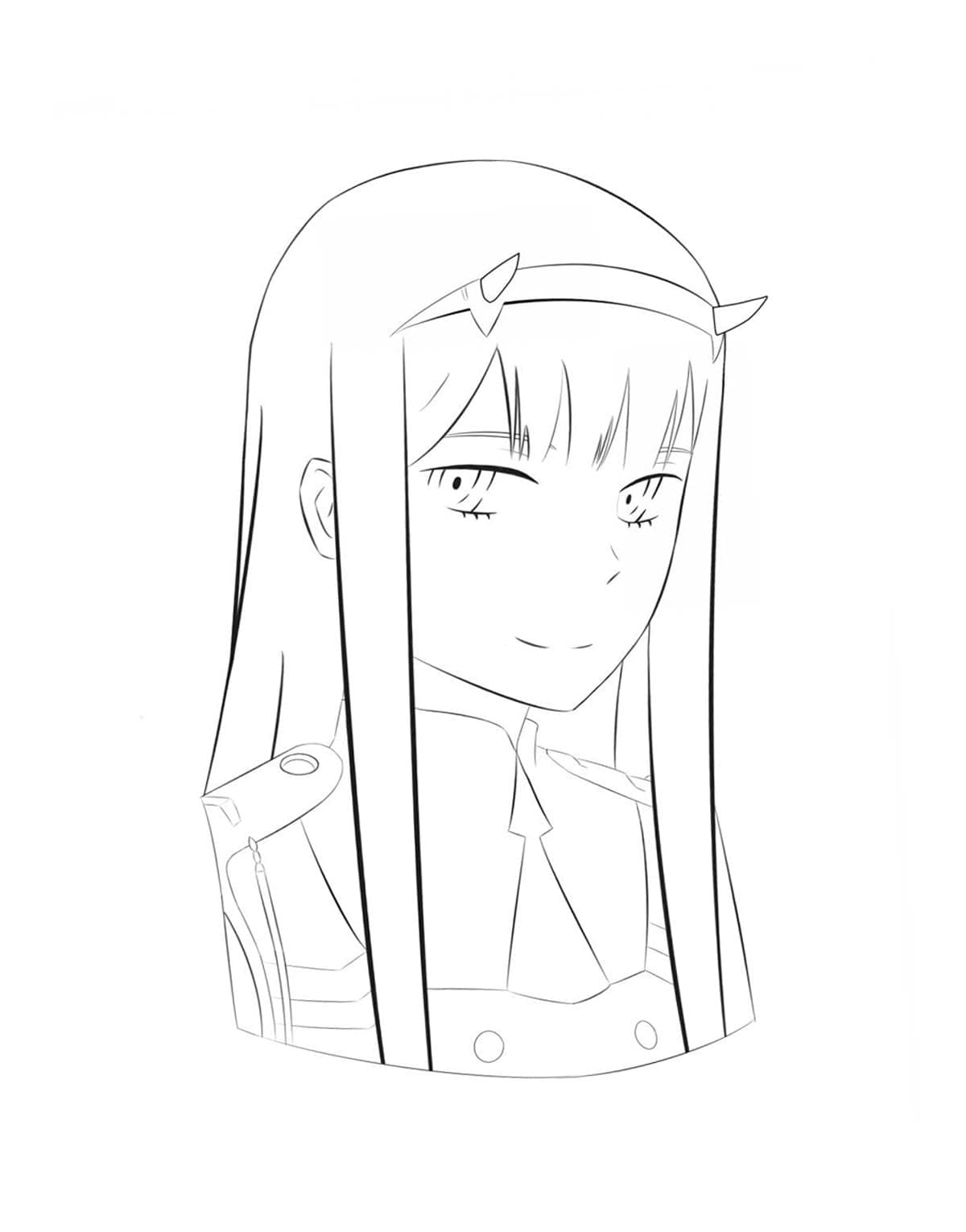 Desenho deRetrato de Zero Two para colorir