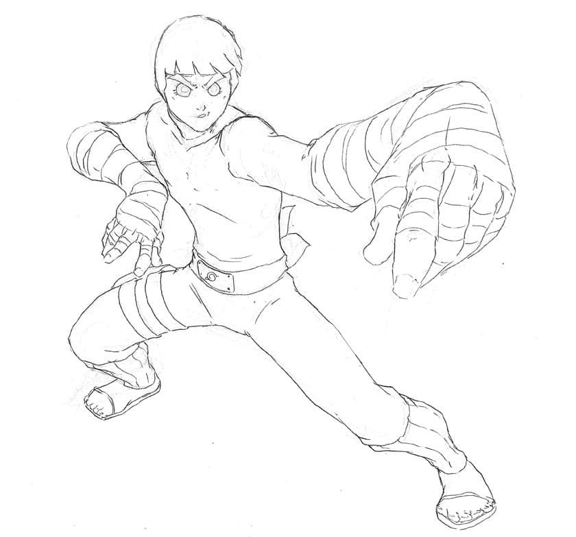 Desenho deRock Lee 1 para colorir