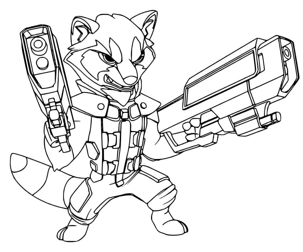 Desenho deRocket Raccoon de Guardiões da Galáxia para colorir