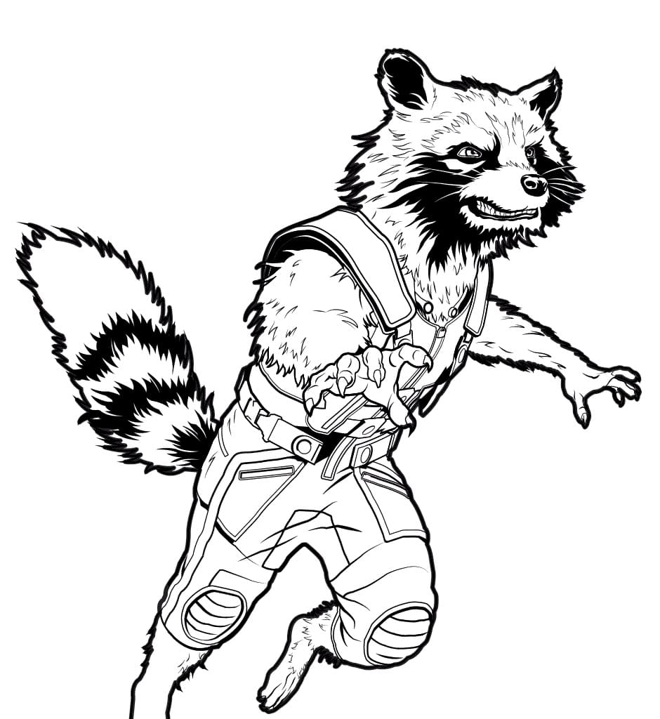 Desenho deRocket Raccoon do Filme para colorir