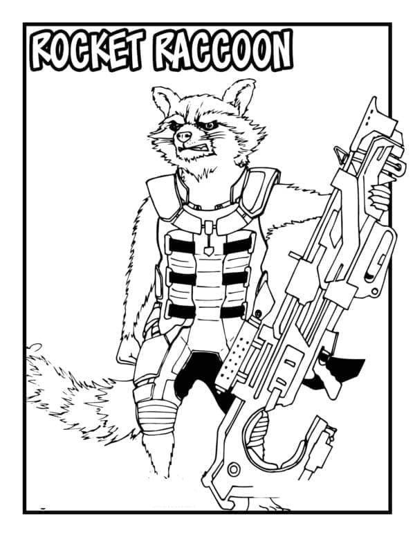 Desenho deRocket Raccoon Guardiões da Galáxia para colorir