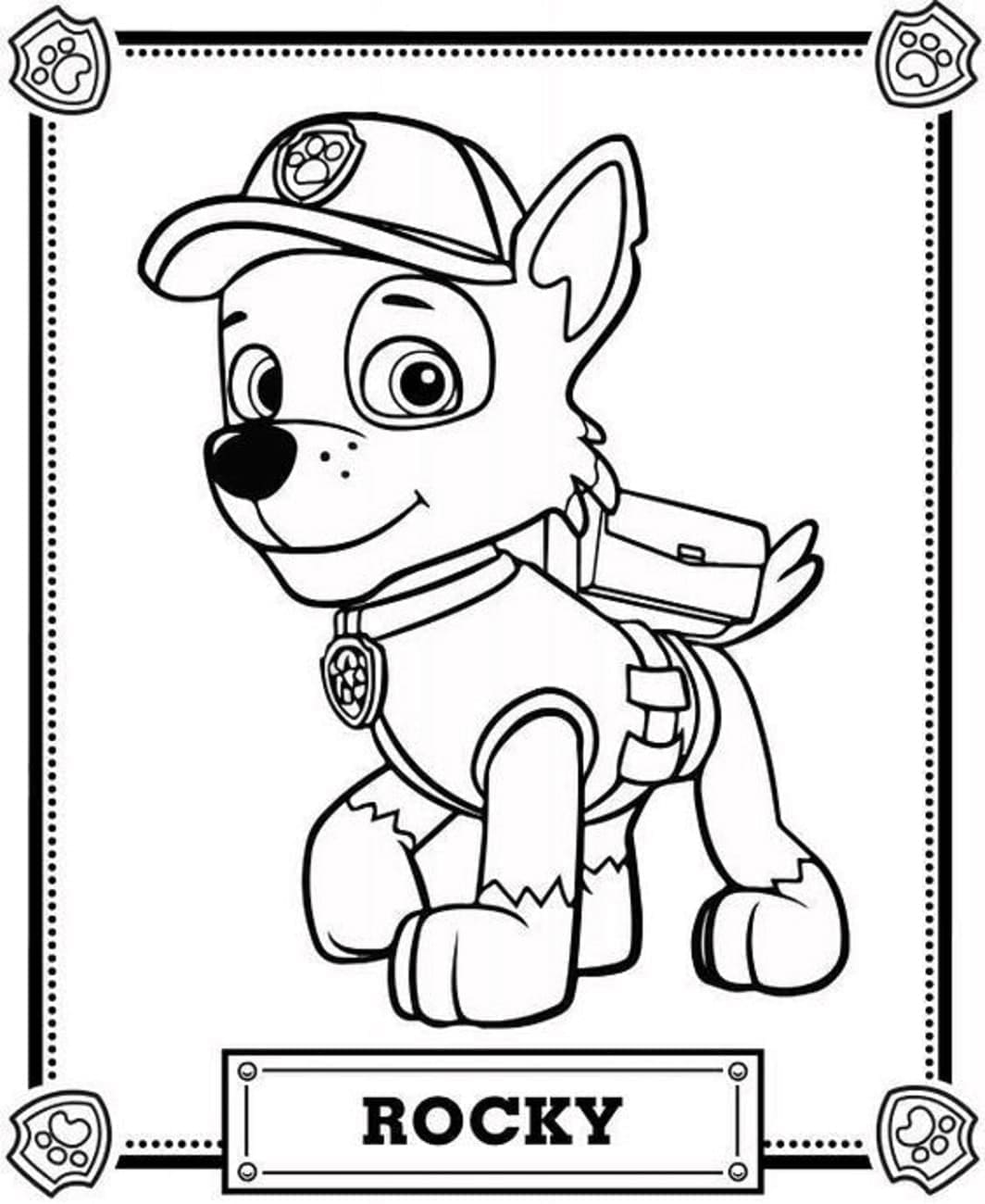 Desenho deRocky Patrulha Canina Sorridente para colorir