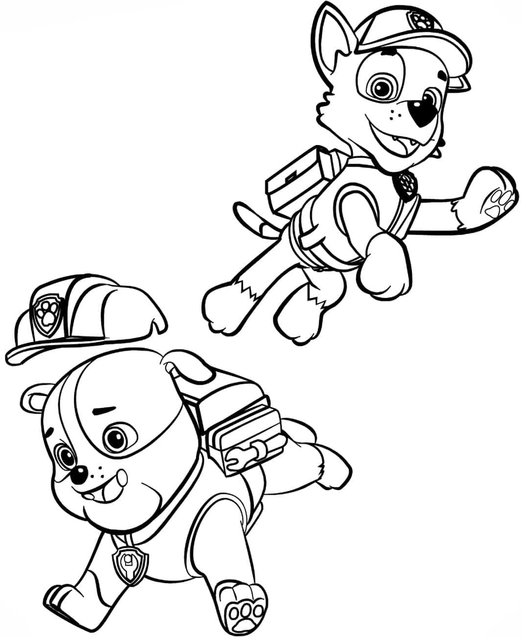 Desenho deRubble e Rocky de Patrulha Canina para colorir