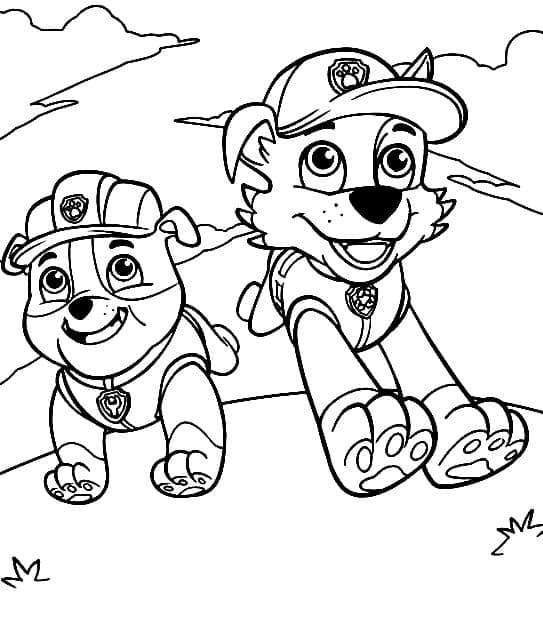 Desenho deRubble e Rocky Patrulha Canina para colorir