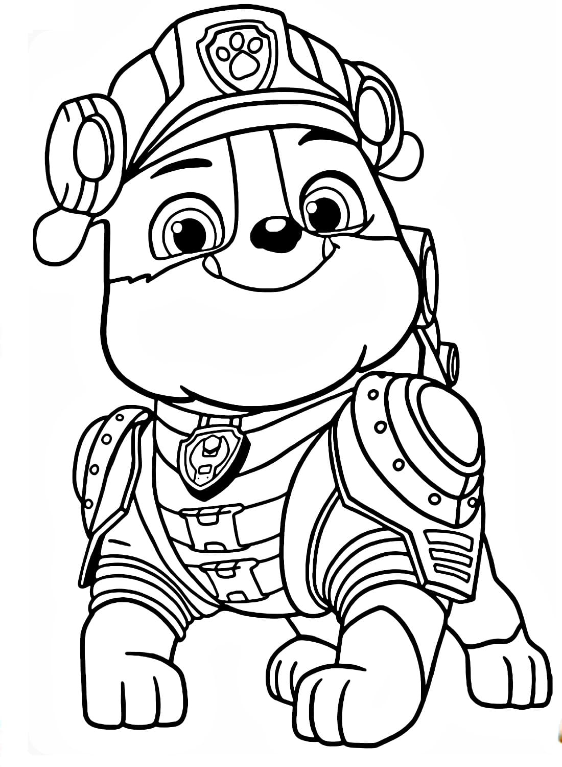 Desenho deRubble Patrulha Canina Sorridente para colorir