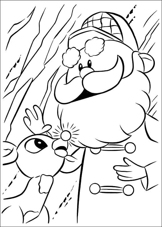 Desenho de Rudolph e Papai Noel para colorir