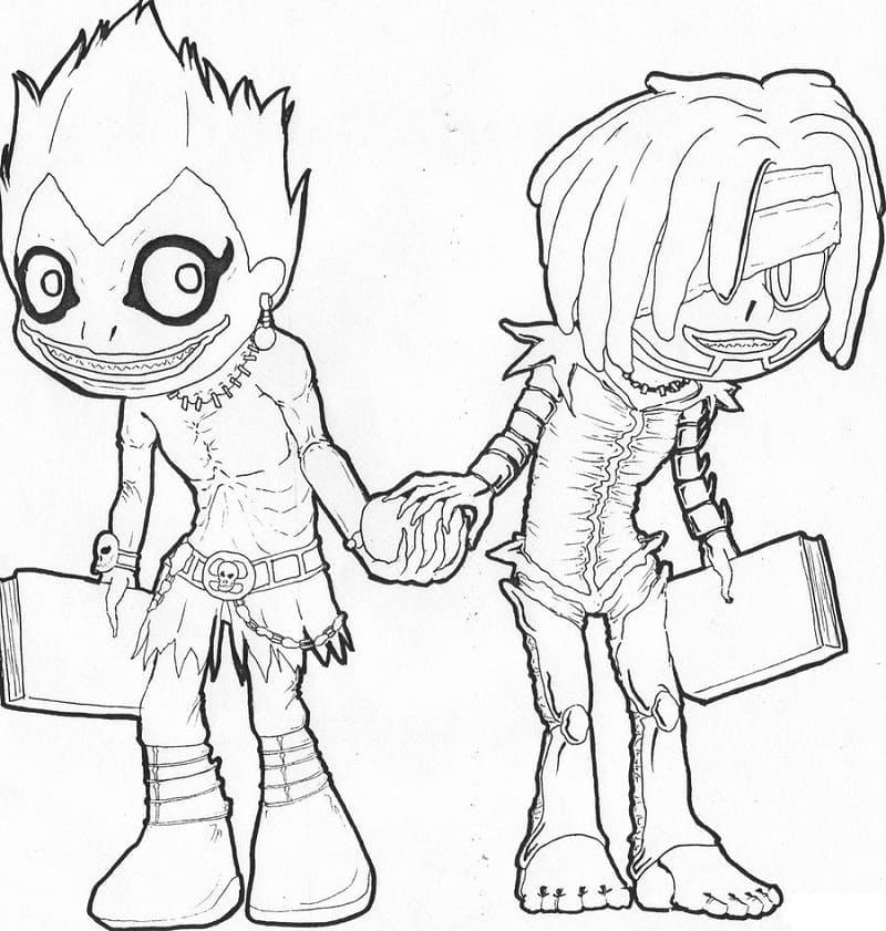 Desenho deRyuk e Rem de Death Note para colorir