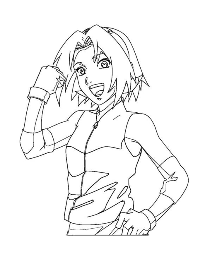 Desenho deSakura Haruno Feliz para colorir