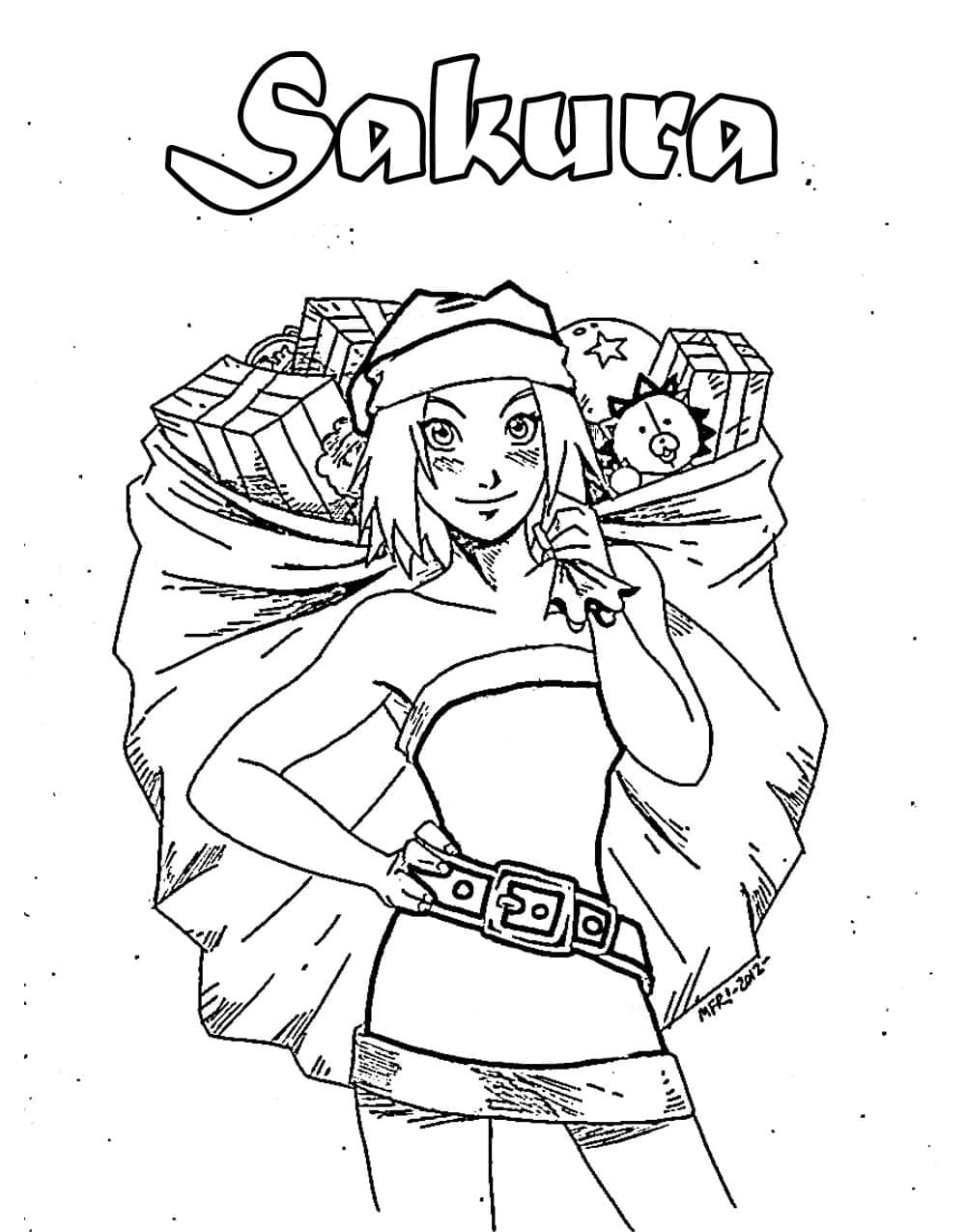 Desenho deSakura Haruno no Natal para colorir