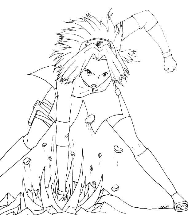 Desenho deSakura Haruno Socando para colorir