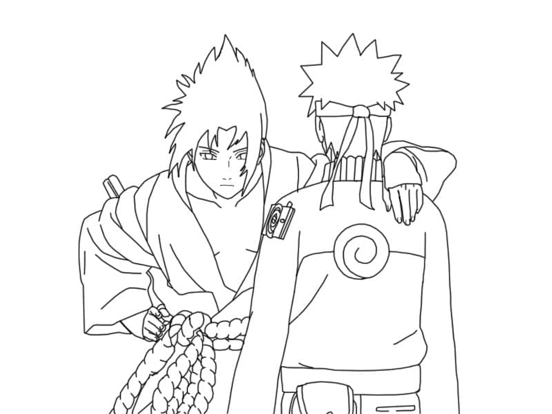 Desenho deSasuke e Naruto para colorir