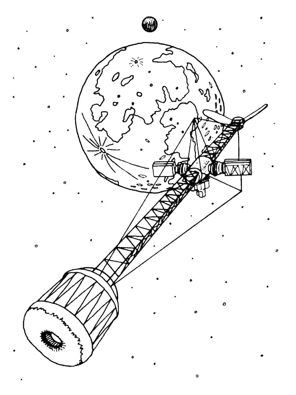 Desenho deSatélite e Planeta para colorir