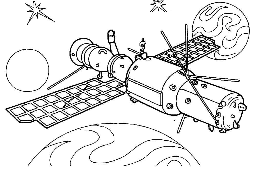 Desenho deSatélite e Planetas para colorir